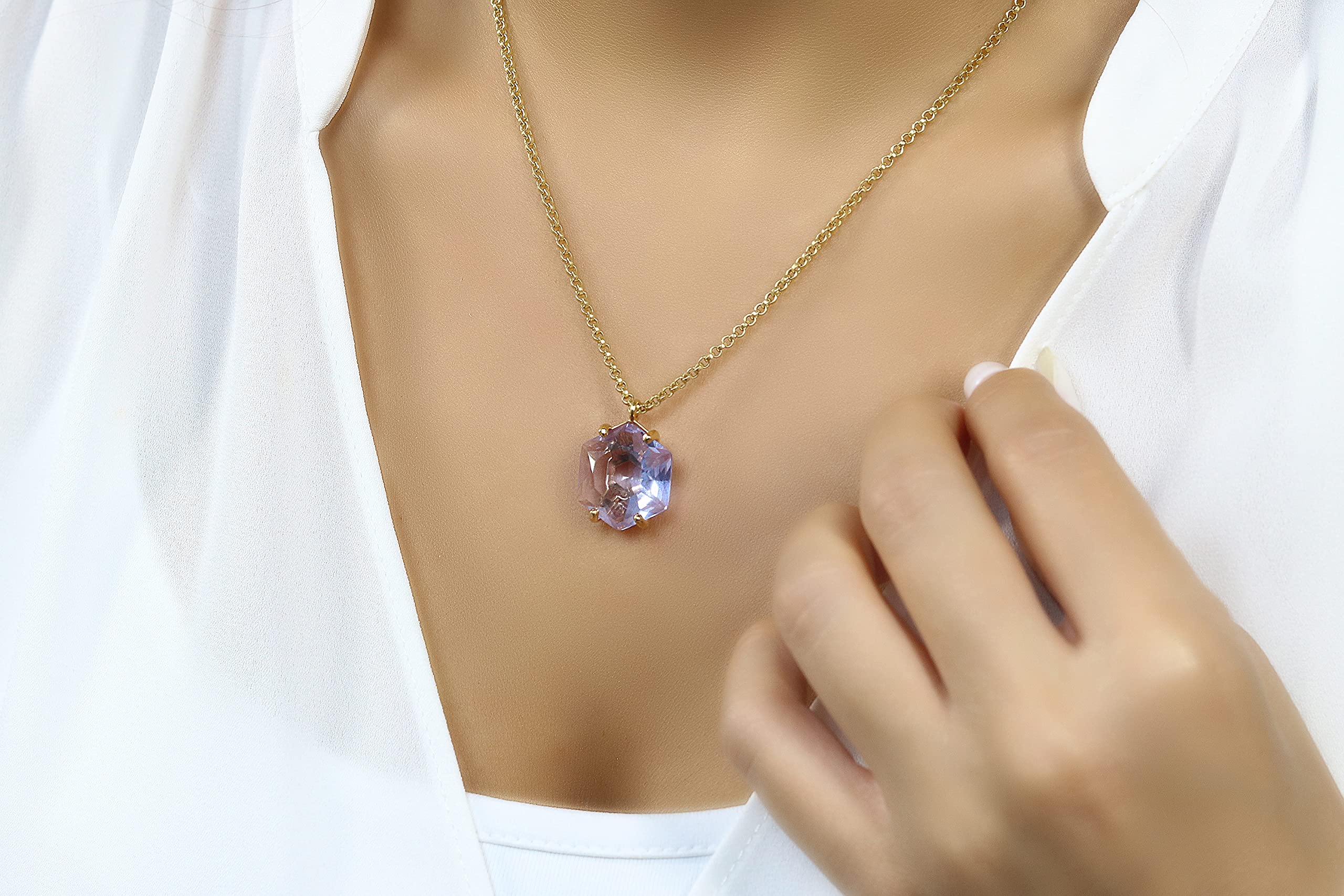 Anemone Tanzanite Collar en Plata de Ley - Collar de Cristal de Declaración Brillante - Collar Colgante Personalizable, Collar de Moda, Collar de Piedra de Nacimiento, Collar de Joyería de Regalo
