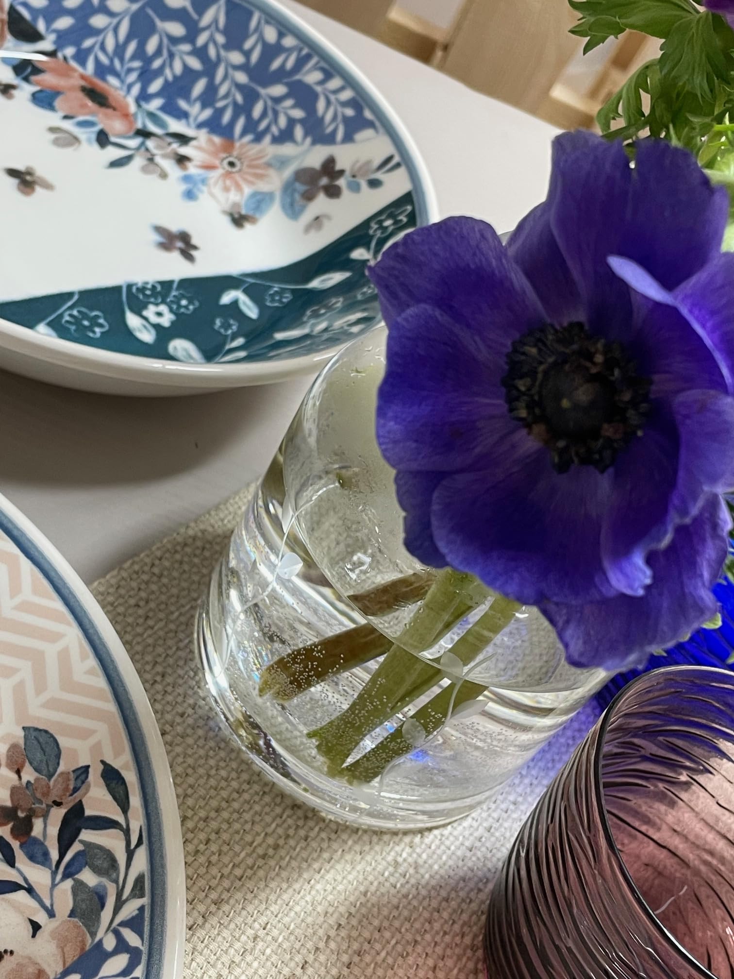 Wald Collezione da Tavola di Piatti Piani, Fondi, Frutta, Insalatiera e Portata in Ceramica, Decoro Acquerello, Lavabili in Lavastoviglie (Piatto piano - 6 pz)