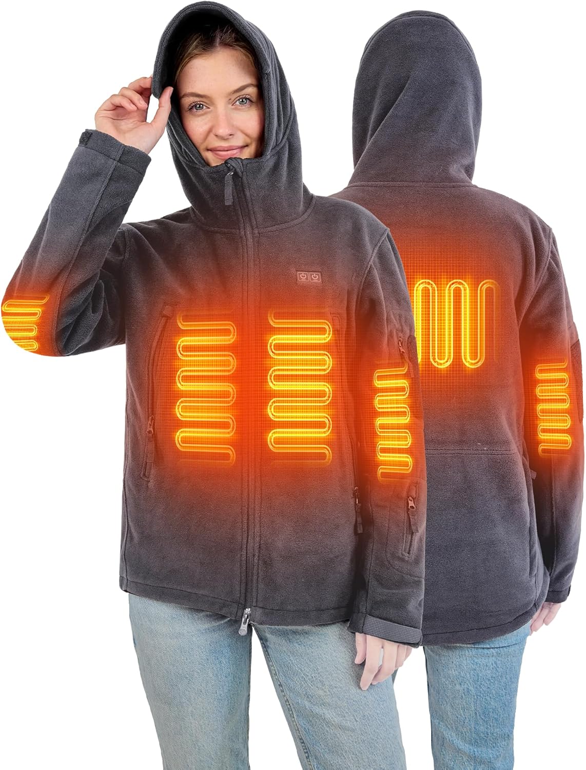 ANTARCTICA GEAR Heated Jacket with 12V 16000mAh Battery Pack, Polar Fleece Coat for Men Women, Fit Zip Hood Winter Jacket - Image 2