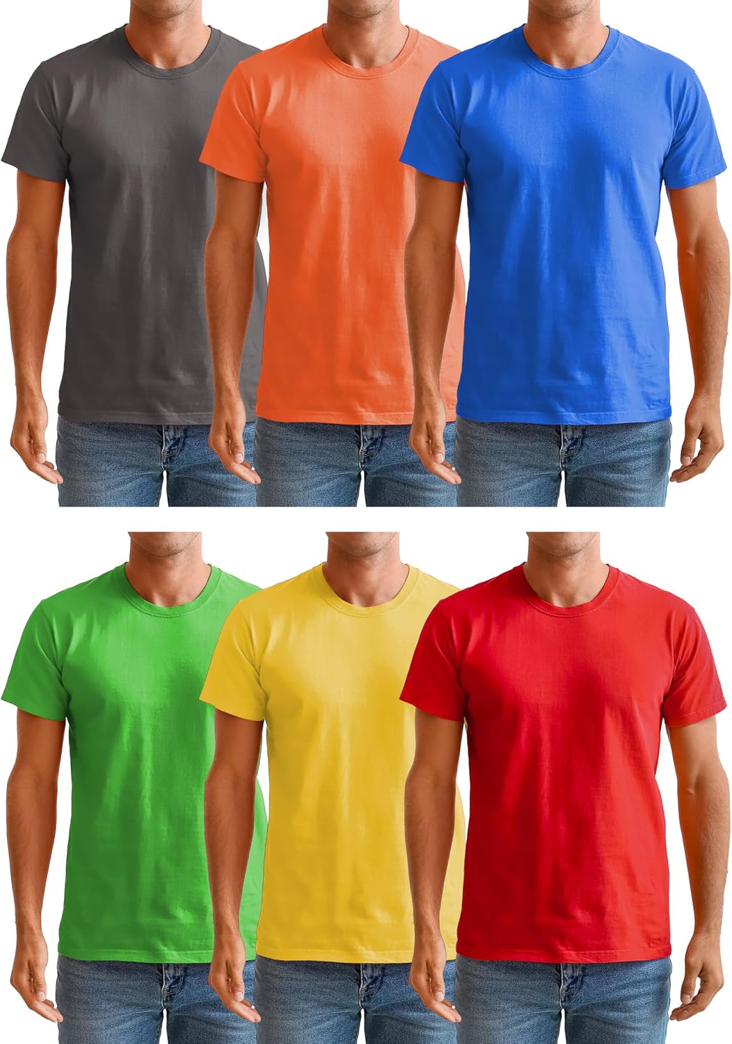 BILLIONHATS 6 Packs of Bulk Men's T-Shirts Eversoft Cotton Regular Fit Short Sleeve Crew Neck Lightweight T-Shirt Tees - Image 2