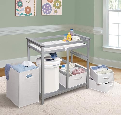 Miniatura 7 de Badger Basket - Mesa moderna para cambiar a los bebés, con canasta para la ropa sucia