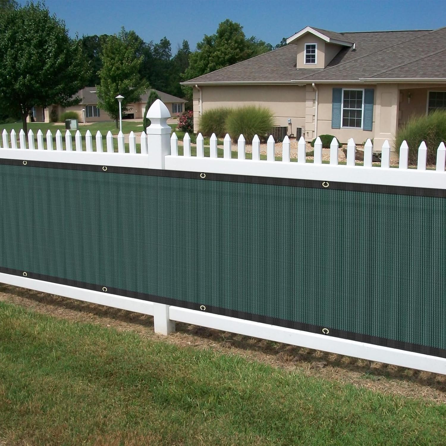 Weidear Privacy Fence Screen, 3x16FT Patio Privacy Screen, 160 GSM Shade Cloth Netting Mesh with Chain Link Cable Zip Ties, Fence Covering for Outdoor, Balcony, Yard, Panel, Garden,Wind- Green