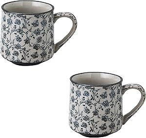 見谷陶器 古染付マグカップ唐花2個セット