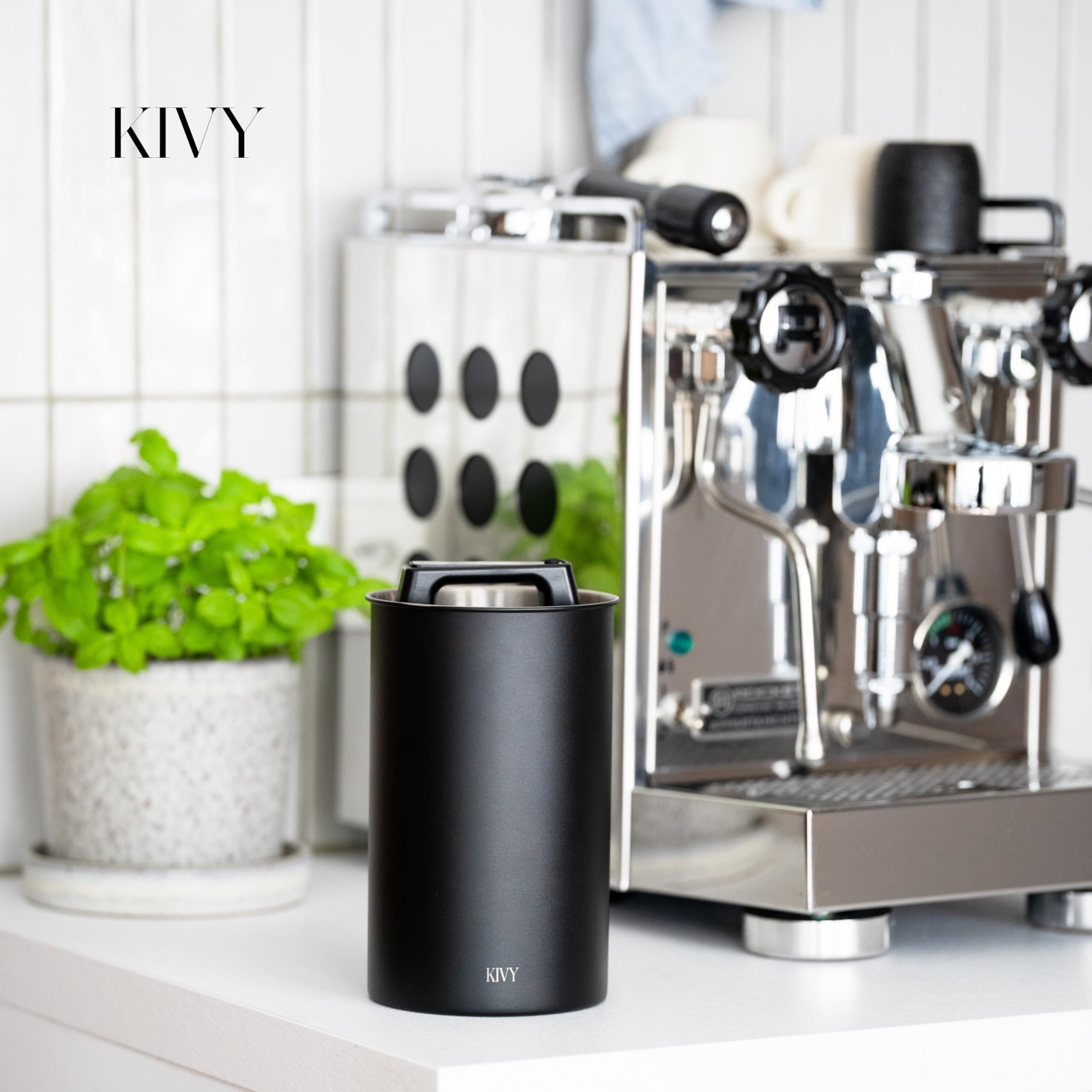 KIVY Vakuumversiegelung Kaffeedose [luftdicht] – Kaffeedose mit luftdichtem Deckel – Luftdichter Kaffeedose – luftdichter Kaffeebehälter – Kaffee-Aufbewahrung luftdichter Vakuumbehälter (Glas)