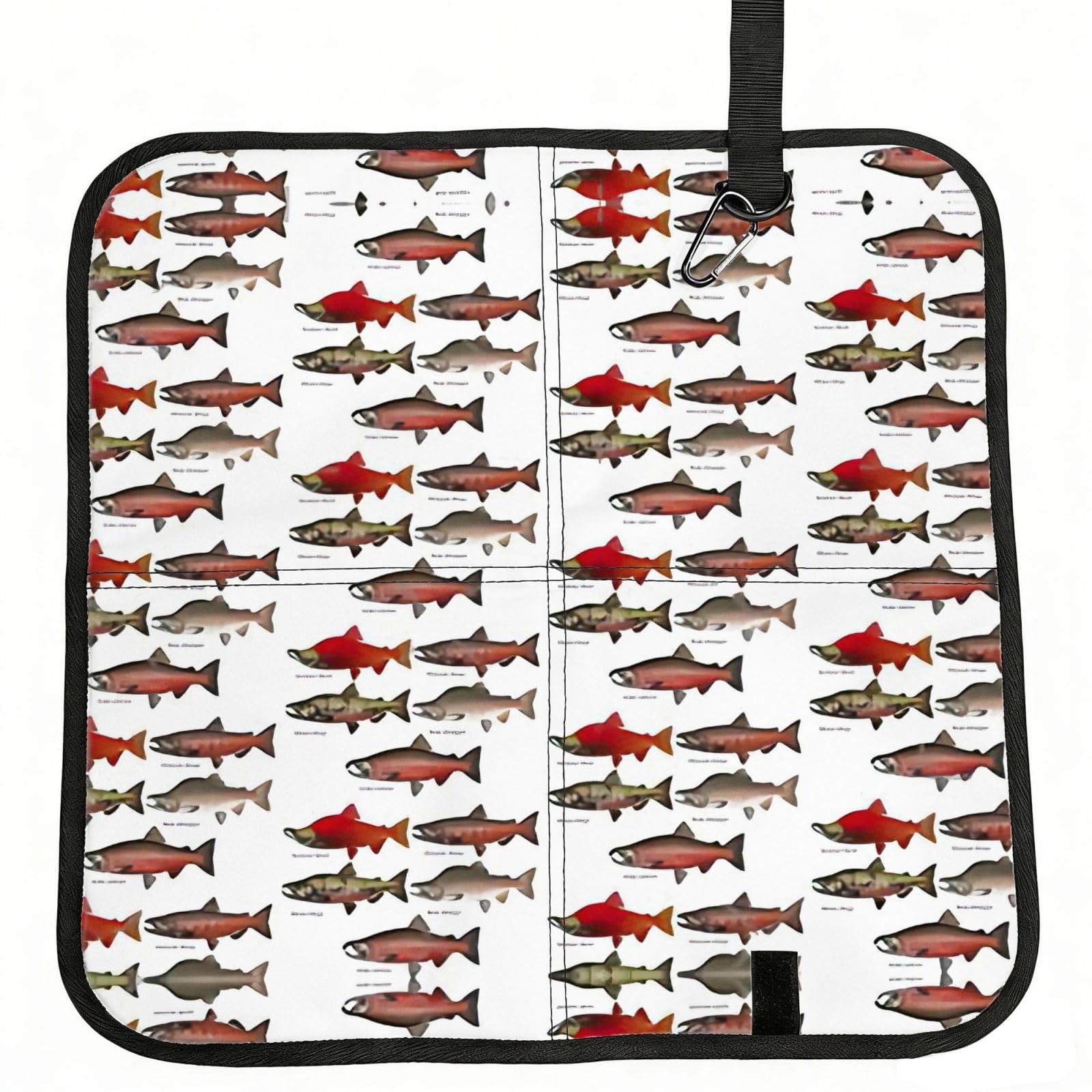 VCzsdff Salmon Print Portable Seat Cushion Folding Bleacher Pad Compact Picnic Sitting Mat Polyester 40cm