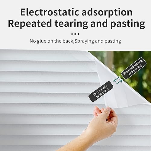 Miniatura 7 de DERZGAO Película decorativa de privacidad para ventana, anti UV, película de privacidad extraíble para ventanas, vidrio, para baño, hogar, oficina,