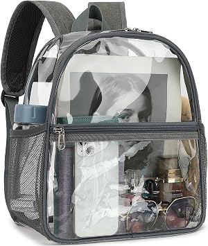 Fammart Clear Backpack Stadium Approved 12x6x12 - Kids & Small Adult Transparent Backpack for School, Work, Sports, Concerts - Clear Bag