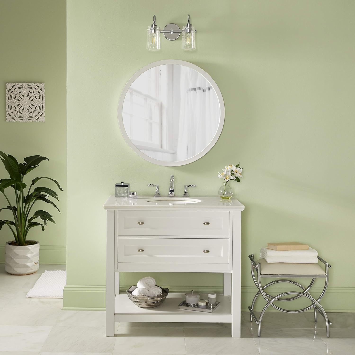 Linea di Liara Avezzana 2 Light Bathroom Vanity Light Brushed Nickel Bathroom Light Fixtures with Clear Glass Shade Modern Vanity Lights for Bathroom Above Mirror, UL Listed