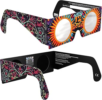 Solar Eclipse Glasses ISO 12312-2 & CE Certified   Safe Solar Viewing for Direct Sun & August 2026 Eclipse | Paper Cardboard Frame, Made in EU | For Kids & Adults