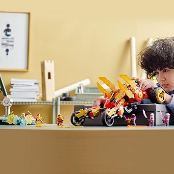LEGO NINJAGO Kai’s Golden Dragon Raider Multi-Terrain Car Toy 71773 with Kai and Zane Minifigures, Building Set for Kids Ages 8 Plus