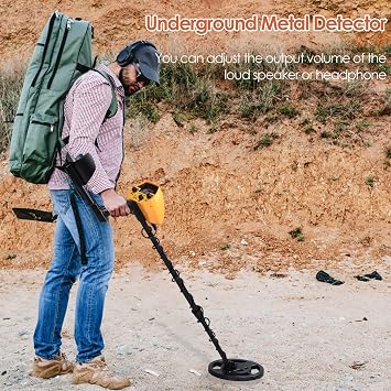 High Precision Metal Detectors Waterproof Metal Detector Gold Detector Height Adjustable 78-108cm with 25cm Search Coil for Kids and Adults