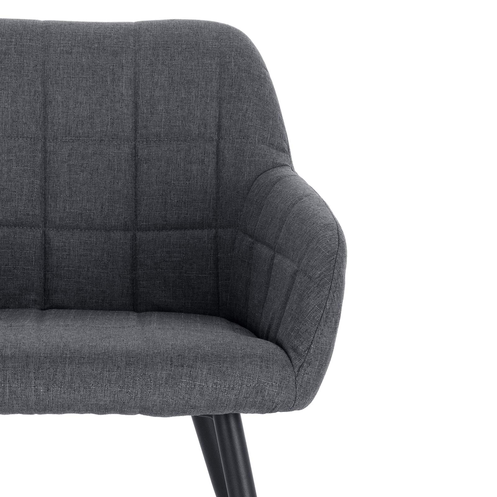 WOLTU Juego de 2 Sillas de Comedor,Tapizadas Lino, Gris Oscuro | Vintage,con Reposabrazos,Estructura de Metal