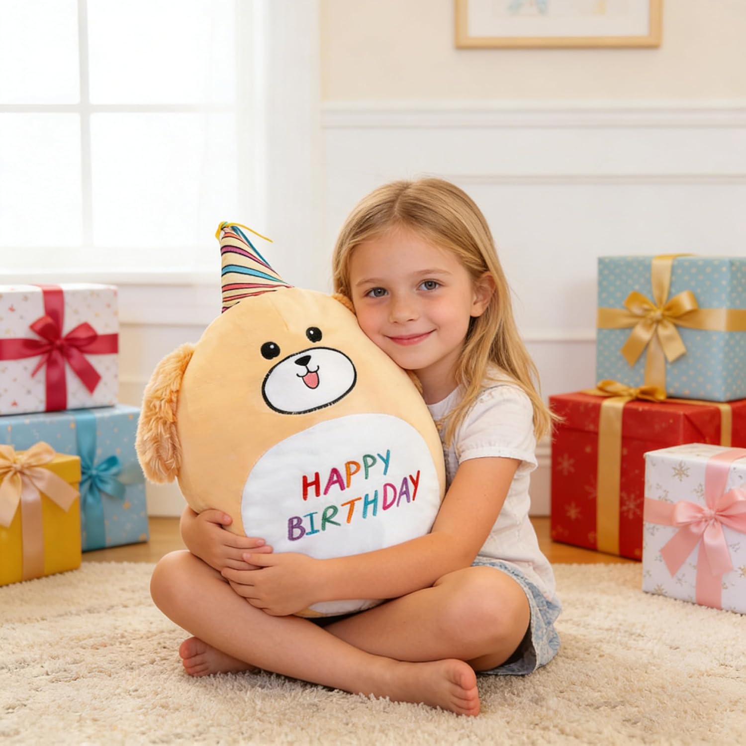 16.5” Birthday Dog Plush Pillow, Soft Corgi Puppy Plush Toy, Cute Dog Stuffed Animal, Happy Birthday Gifts for Boys and Girls, Toddlers - Image 5