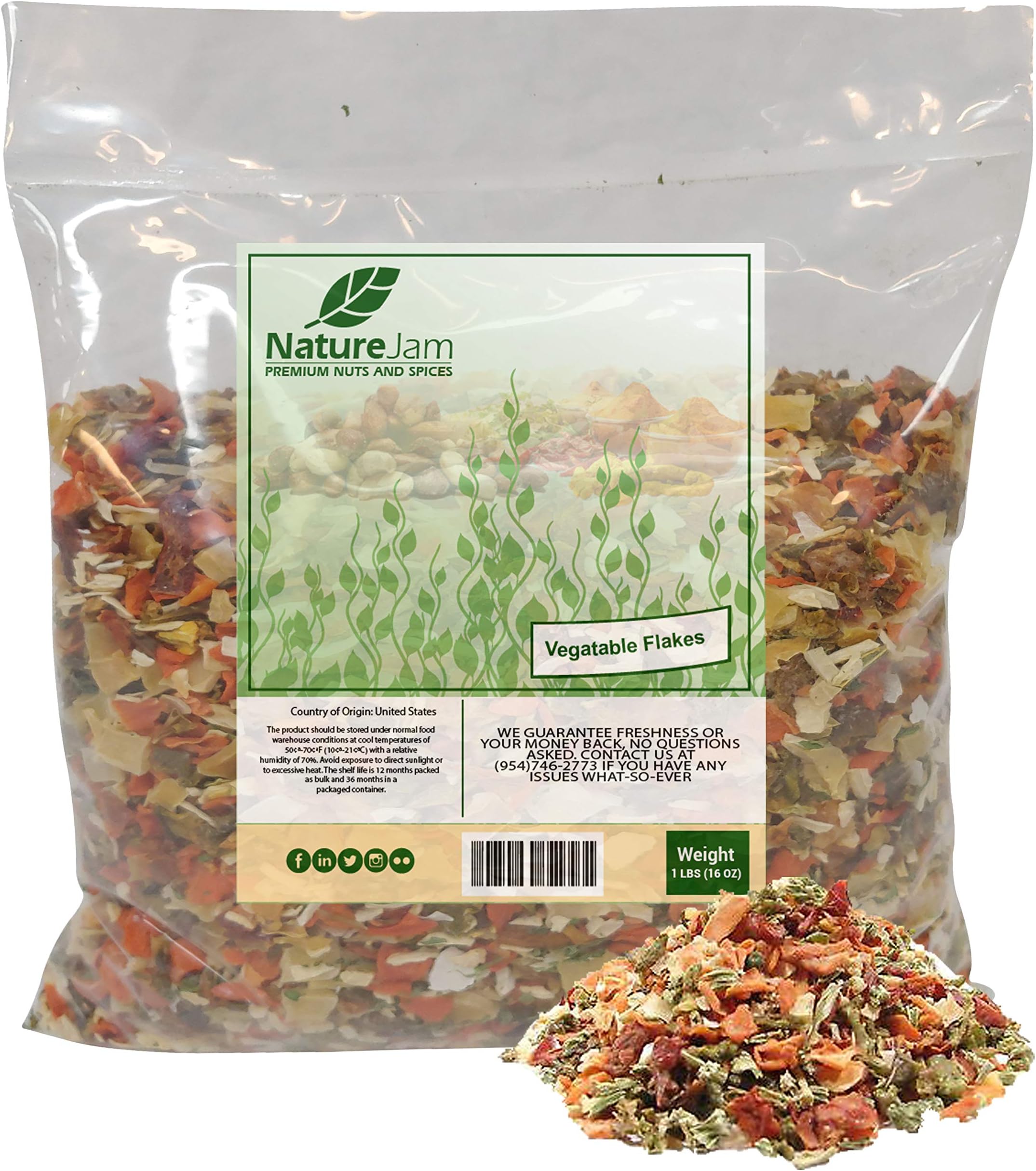 1 POUND-Vegetable Soup Blend Dried Dehydrated Vegetable Flakes-To Make Ramen Noodle Soup-Dehydrated Onion, Carrot, Potato, Sweet Potatoes, Red And Green Bell Peppers And Parsley Flakes