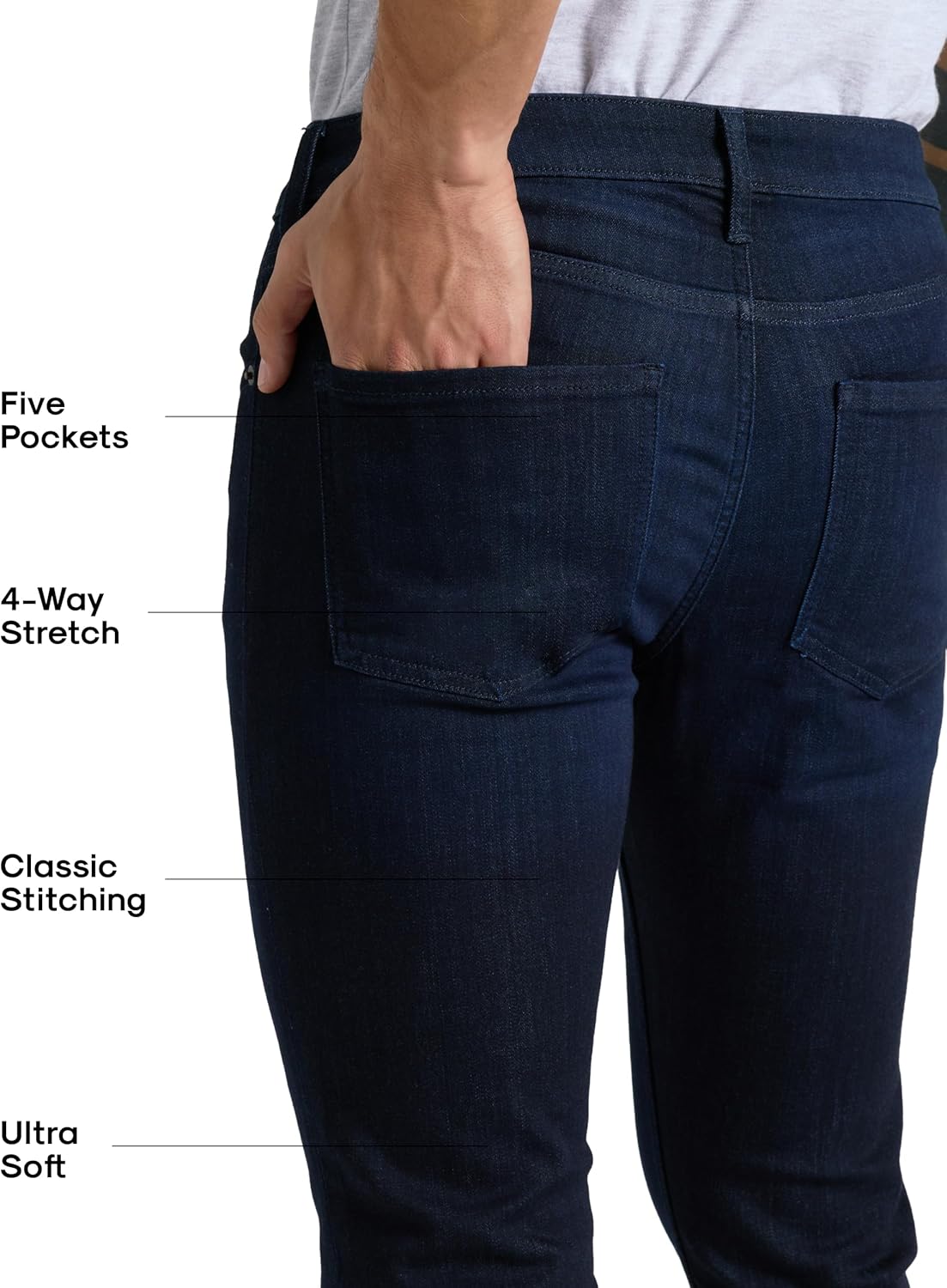 True Classic Stretch Jeans for Men, Slim and Straight Fit Men's Stretch Jean - Image 3