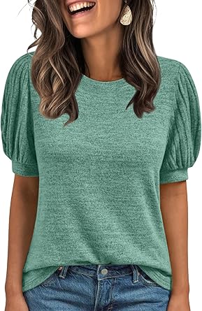 AUTOMET Womens Summer Short Sleeve Sweater Dressy Business Casual Blouses 2026