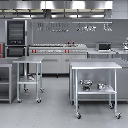 Miniatura 257 de AmGood Mesa de trabajo de acero inoxidable con ruedas Estación de trabajo