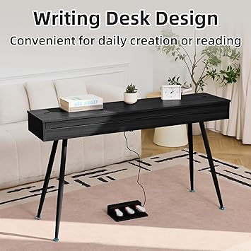 88 Key Digital Piano, Hammer-Action Full Size Weighted Keyboard, Transforms Between Desk Cover Electric Piano and Vanity, Piano Keyboard with Stand, 25Wx2 Speakers, Three Pedal