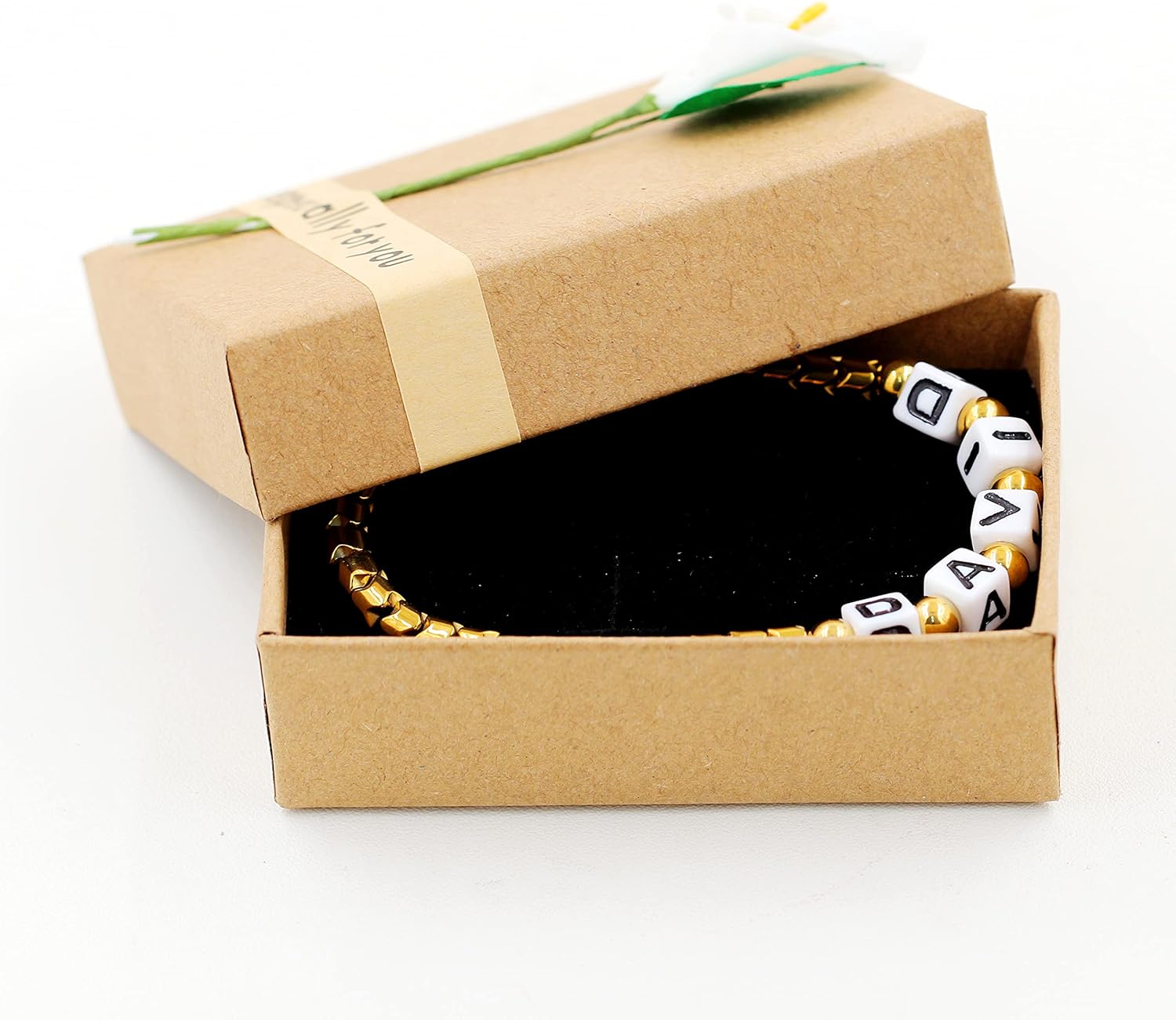 Vista 6 de Personalized Custom Name Initial Letters Hematite Beads Bracelets for Women Men Best Friend Y1533