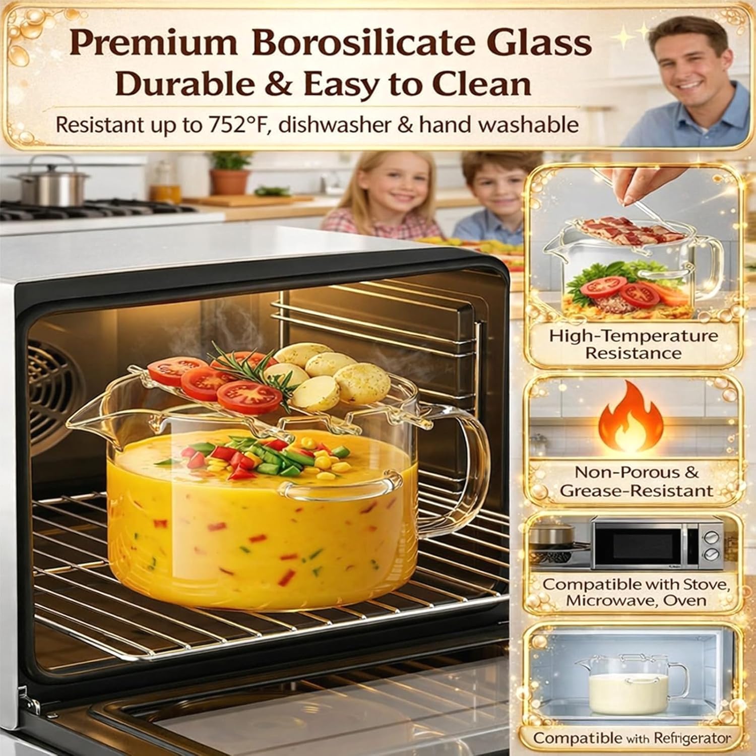 Borosilicate Glass Microwave Bacon Cooker - Heat-Resistant, Easy Clean, Healthy Cooking for Home Kitchen