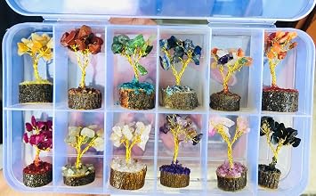 12 Crystals Gemstone Tree Box Healing Reiki feng Shui Home Office Gift Positive Energy Wellness Spiritual Wisdom vaastu Aura Metaphysical Chakra Balancer Power