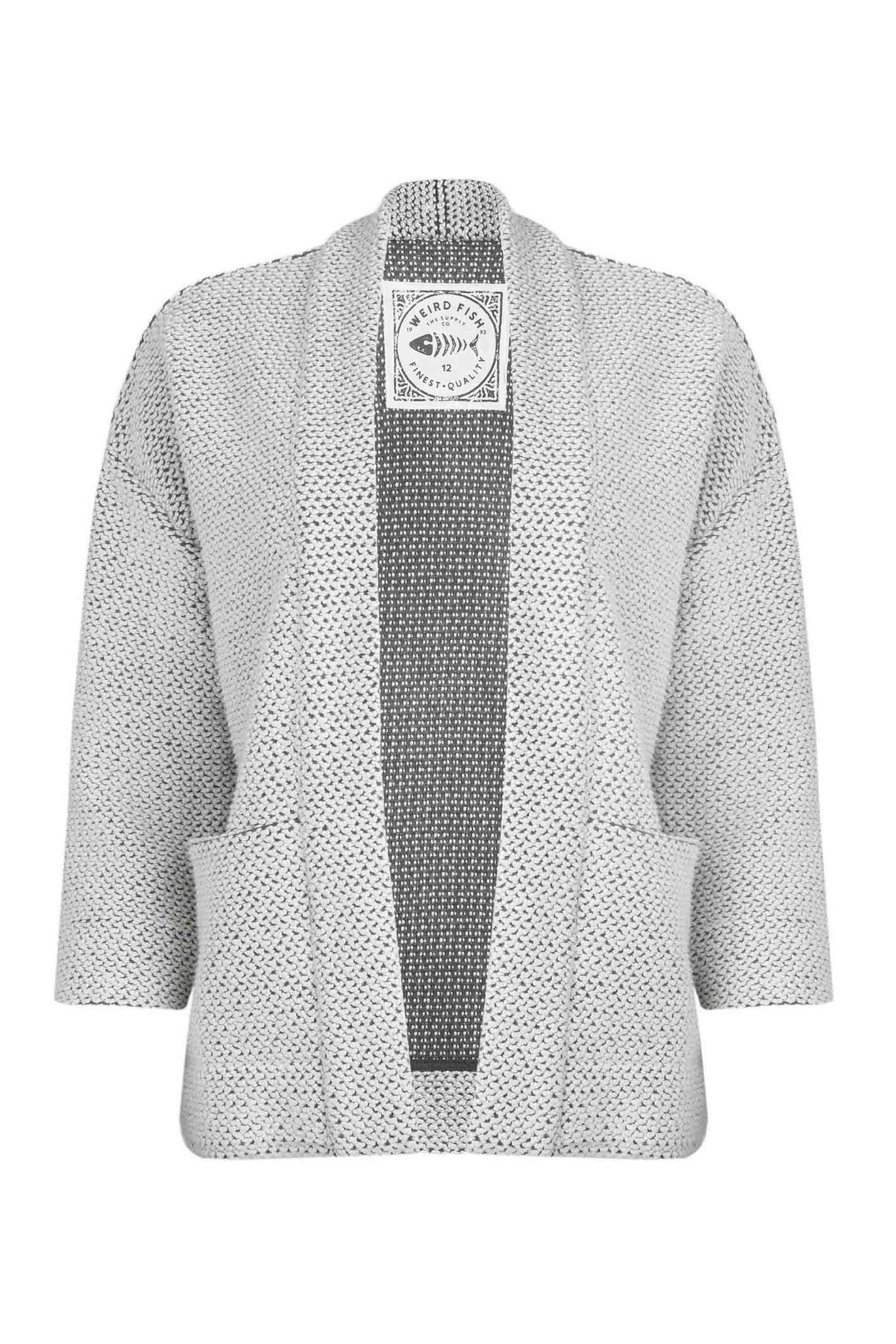 Weird Fish Santosh Cropped Eco Macaroni Kimono Cardigan Ecru Size 22