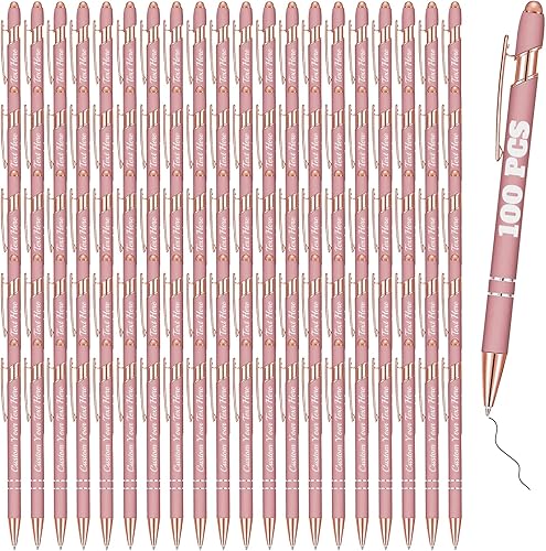Bolígrafos personalizados a granel de 100 con nombre, bolígrafos de grabado personalizado con punta lápiz óptico, bolígrafos de escritura suaves,