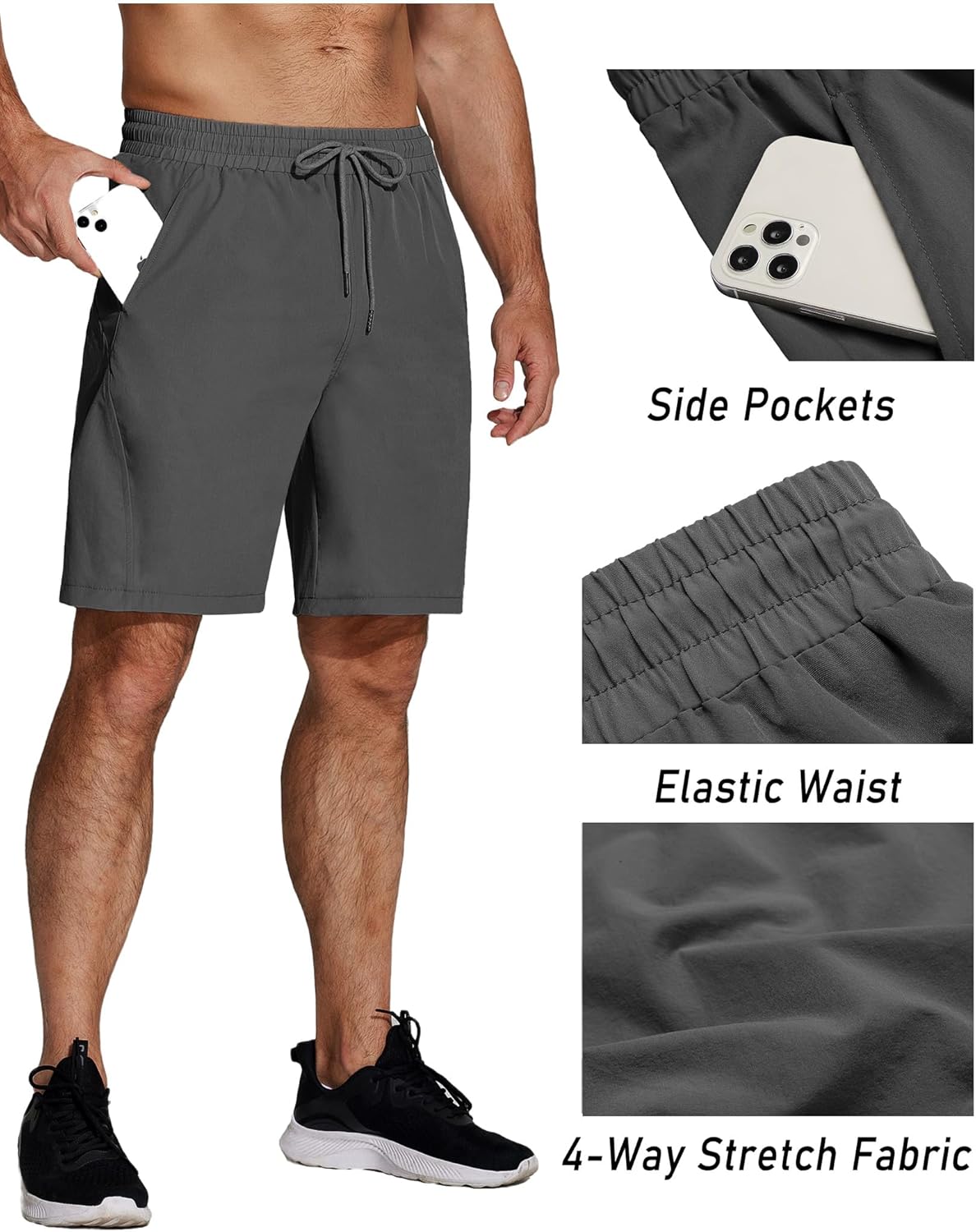 COOFANDY Men's Running Athletic Shorts 9" Gym Workout Lightweight Elastic Waist Sports Shorts - Image 5