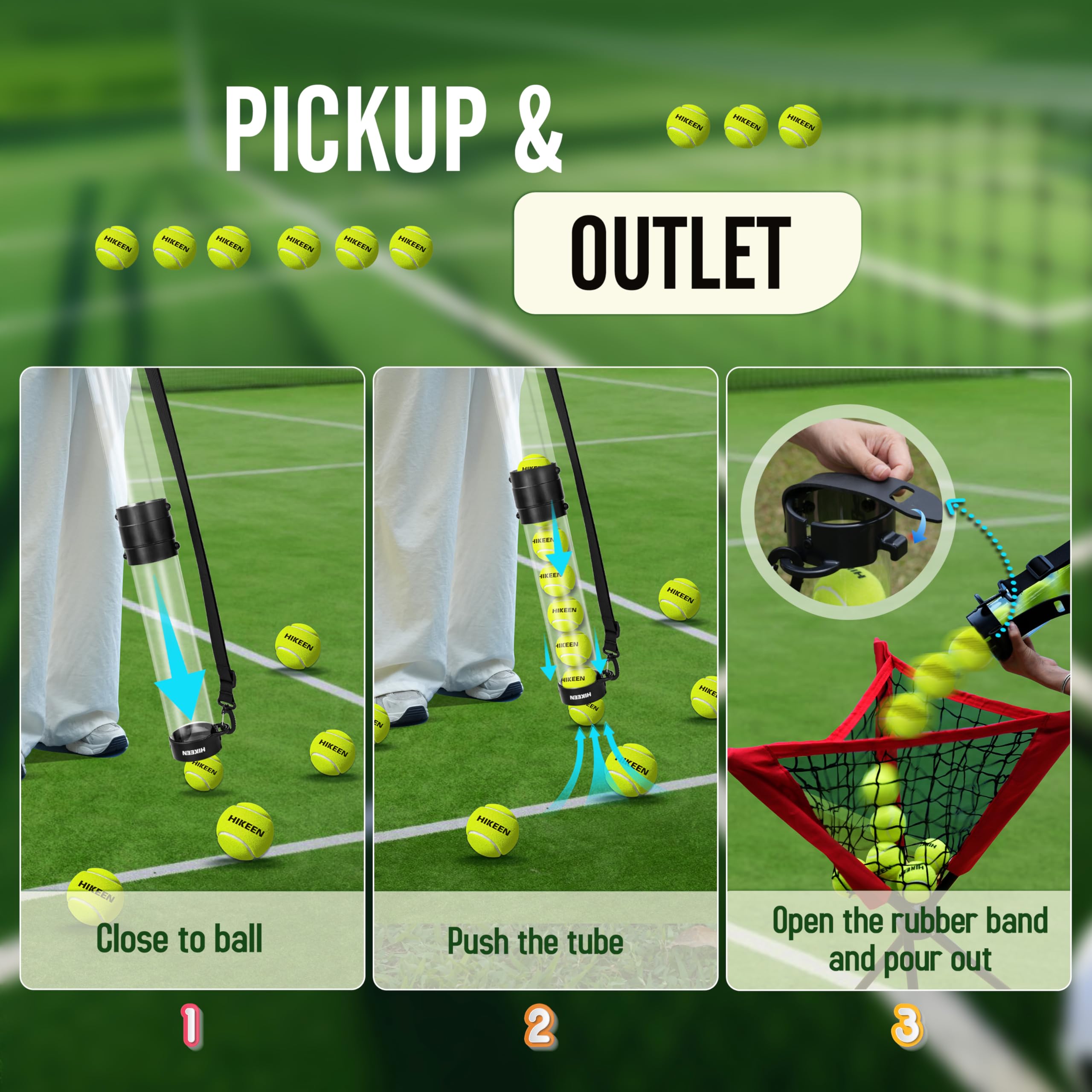 BOOSTEADY Tubo Recogedor de Pelotas de Tenis Duradero con 12 Pelotas de Tenis, Recogida Rápida y Almacenamiento, Tubo con Correa para Hombro