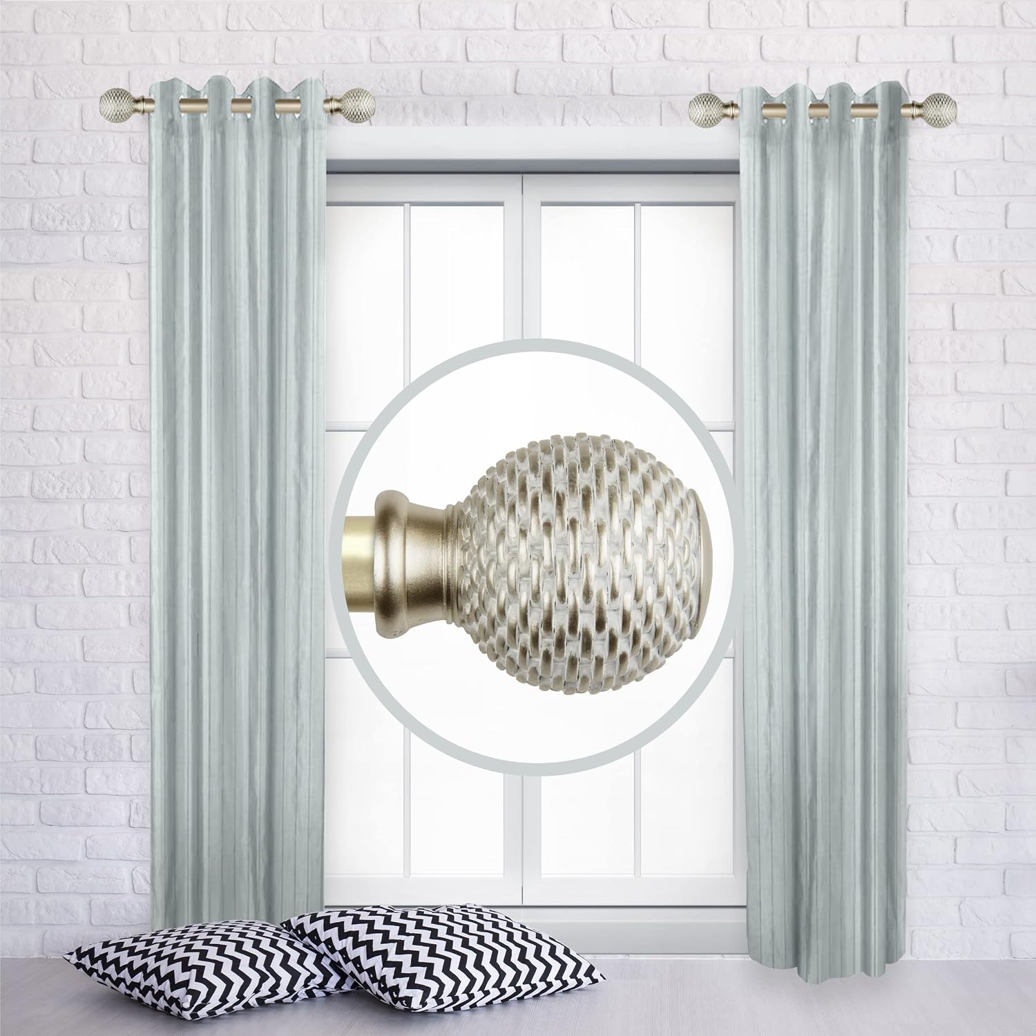 Braxton 1" Side Curtain Rod 12-20 inch (Set of 2) - Satin Nickel