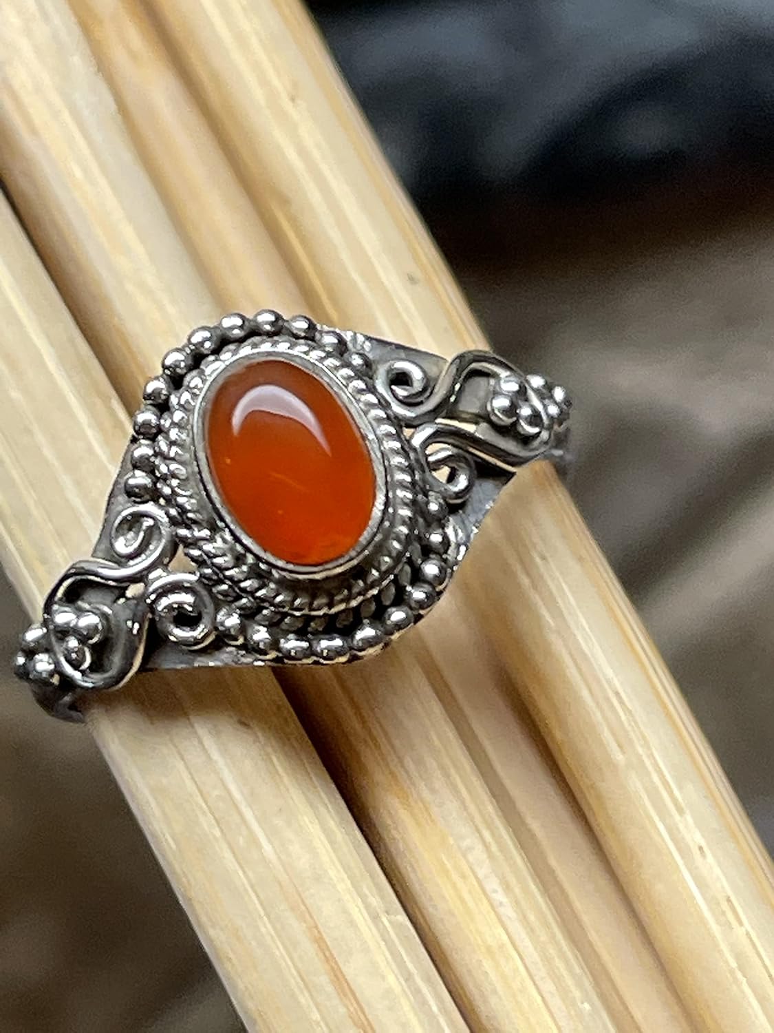 Genuine Carnelian 925 Solid Sterling Silver Engagement Ring Size 6.5, 7, 7.5, 8, 8.25, 9, 9.5 - Image 6