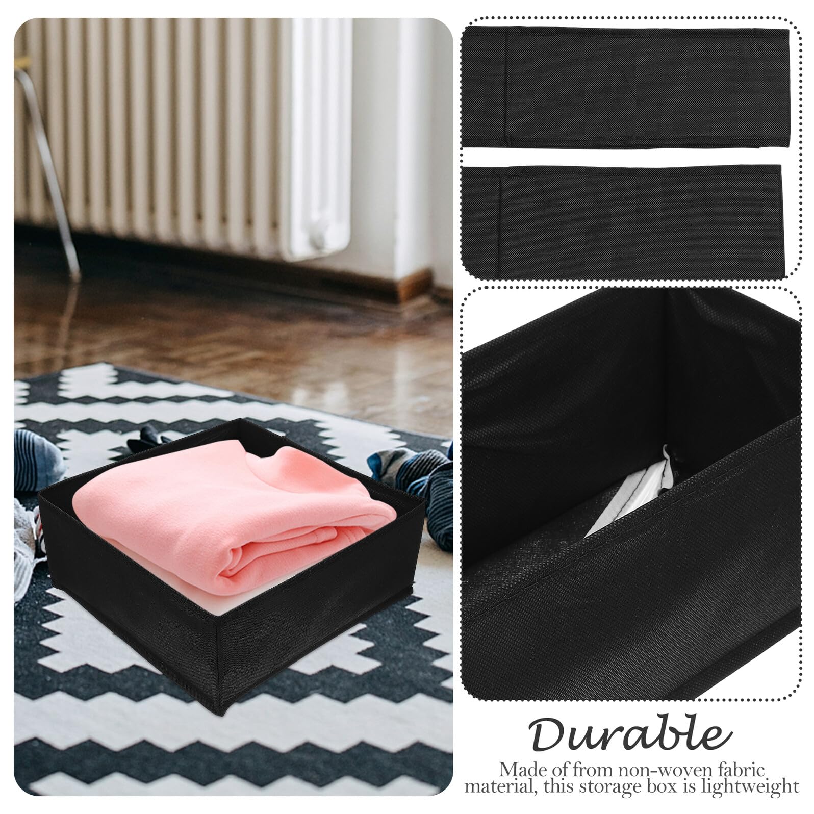 SEWACC Cajas Organizadoras para Ropa Interior y Calcetines, 6 Piezas, Tela No Tejida Resistente, Plegables y Transpirables, para Armario y Escritorio, Organizador Multifuncional para Guardar