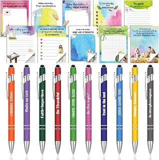 Spiareal 20 Pcs Christian Pastor Gifts Bulk for Church Bible Verse Sticky Notes Scripture Ballpoint Pen Prayer Religious Inspirational Set for Sunday School Employee Coworker