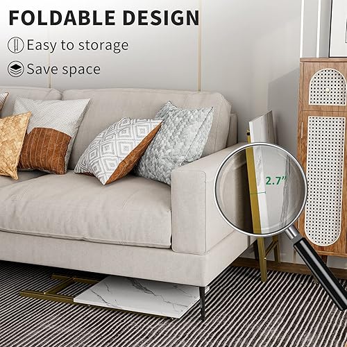 Miniatura 5 de HMFOR Mesas plegables para TV, juego de 2 mesas auxiliares para lugares pequeños, mesas de comer aperitivos en el sofá, mesas plegables con bandeja