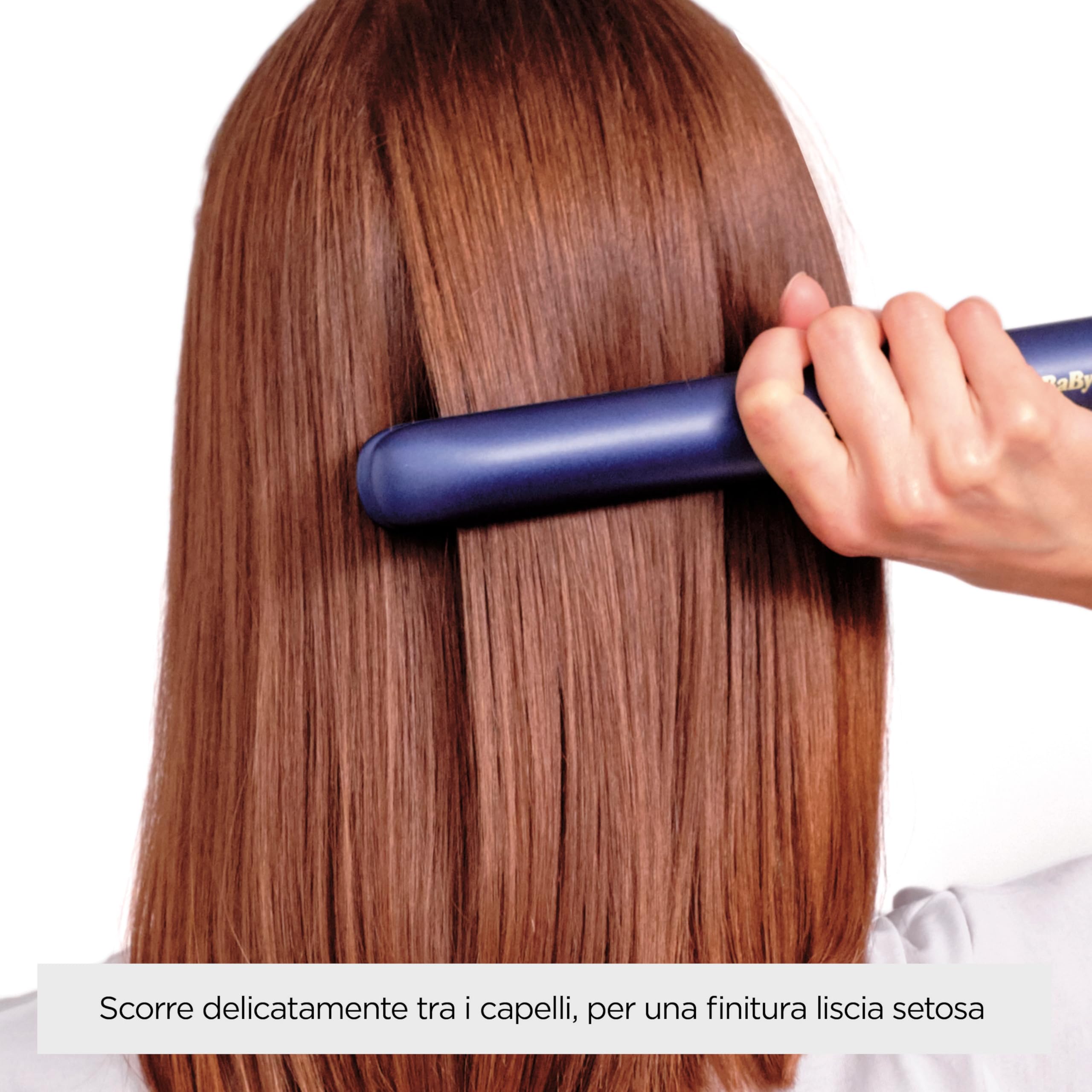 BaByliss Piastra Capelli Midnight Luxe, Piastre flottanti in Titanium-Ceramic,Pronta all'uso in 30 secondi, 3 Impostazioni di temperatura fino a 235°C, blu, 2516PE