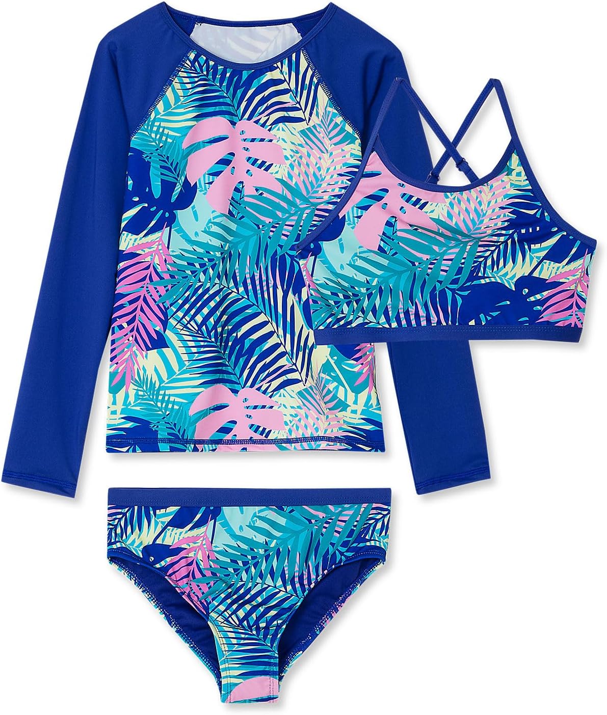 Lands' End Big Girls 3 Piece UPF 50 Sun Protection Rash Guard Set