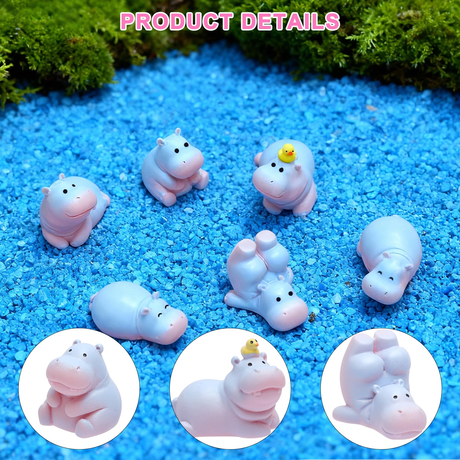 TNSLAND 6PCS Mini Figurines Hippopotame Voiture, Décoration Voiture Hippopotame En Résine Mignonne, Accessoires Intérieurs Auto Tableau De Bord, Figurines Hippopotames Kawaii, Intérieur De La Voitures