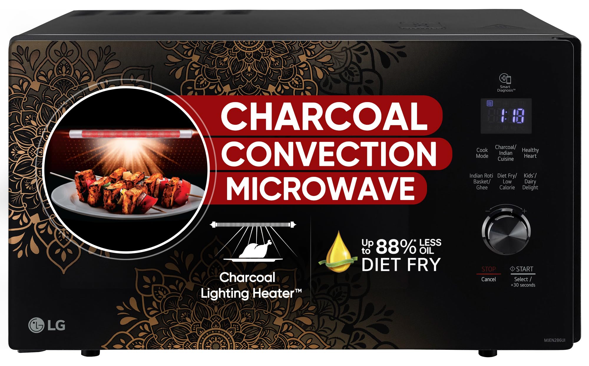 LG 28 L Charcoal Convection Microwave Oven (MJEN286UI, Black, 360° Motorised Rotisserie & Charcoal Lighting Heater) (B0B4Z2N3V9) Amazon Price History, Amazon Price Tracker