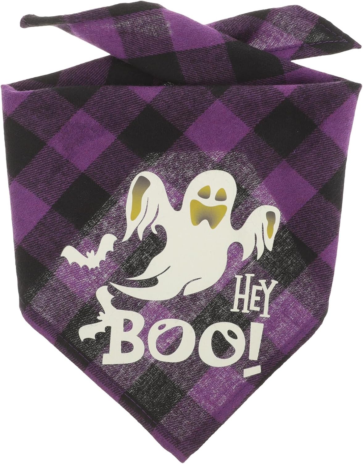 Halloween Party Pet Bandana with Glow, Purple Boo Triangle Scarf for Dogs and Cats, Comfortable Lightweight Neckwear for Small Animals, Reusable Pet Costume Accessory