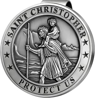 Saint Christopher Visor Clip, Metal St. Christopher Medal for Car, Talisman for Safety, Automotive Visor Accessories, Gift for Drivers, Families, Friends