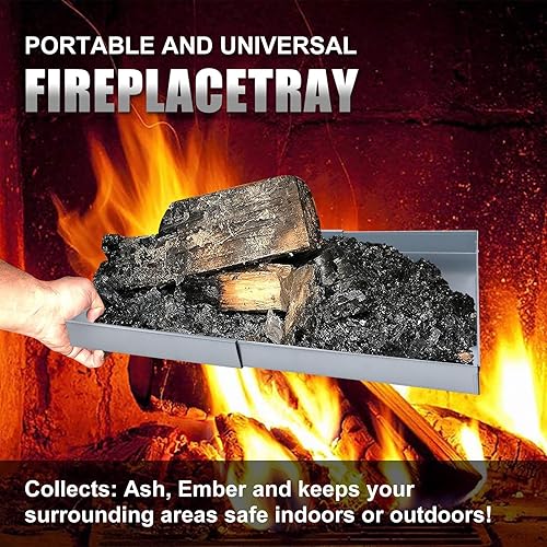 Miniatura 8 de Uniflasy Bandeja ajustable para chimenea para colección de cenizas, soporte de brasas de acero galvanizado en el interior de accesorios de chimenea,
