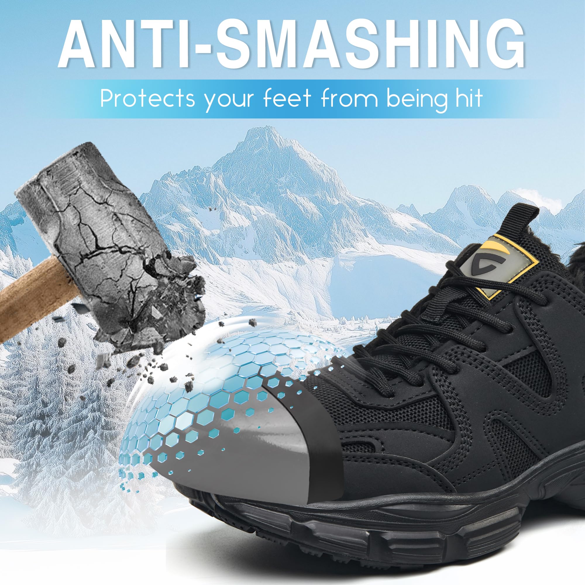 KOIFISH Zapatos de Seguridad Mujer Impermeable Punta de Acero Antideslizantes Forro Térmico