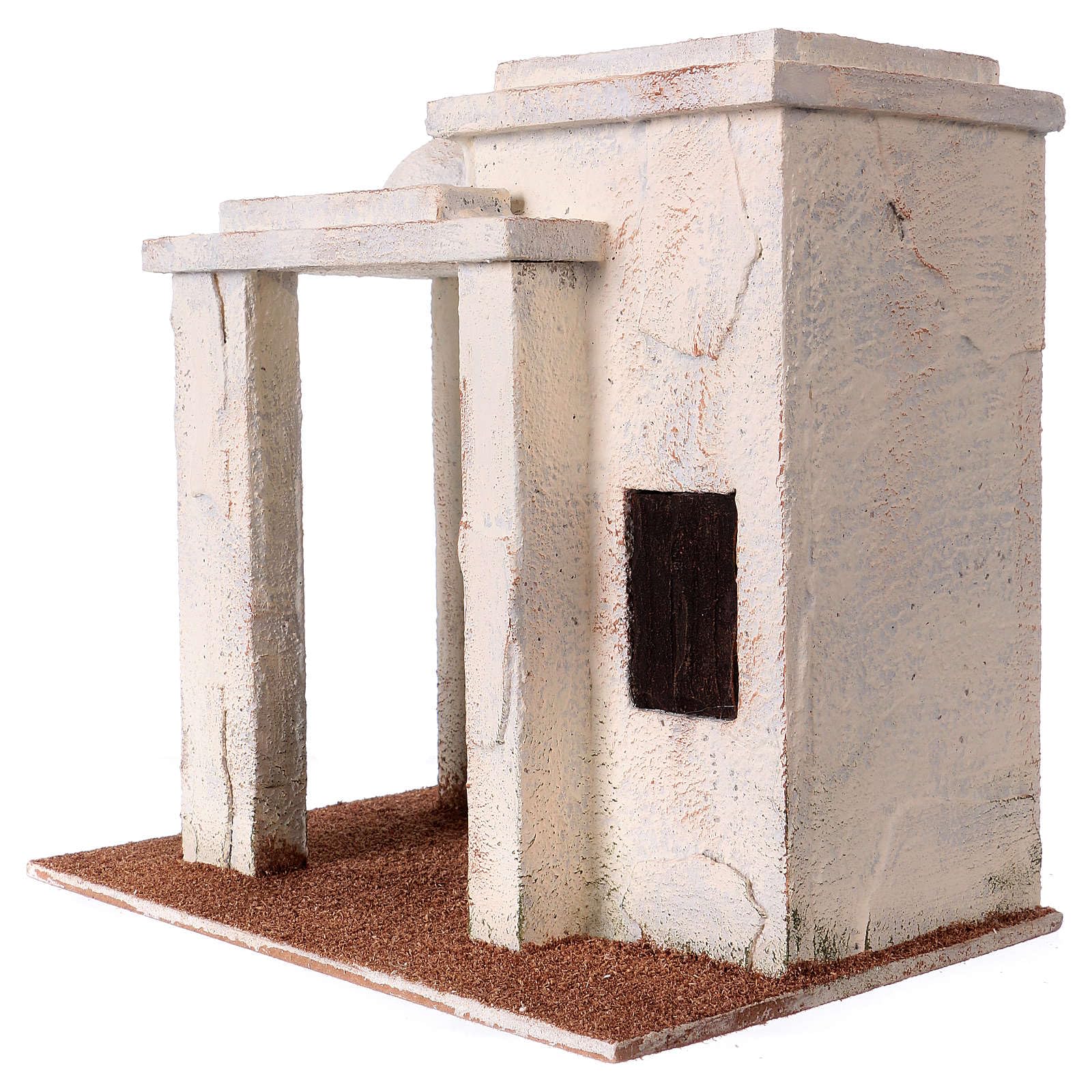 Holyart Ambientazioni, botteghe, case, pozzi: Casetta con porticato stile palestinese 25x15x25 cm per presepi di 11 cm