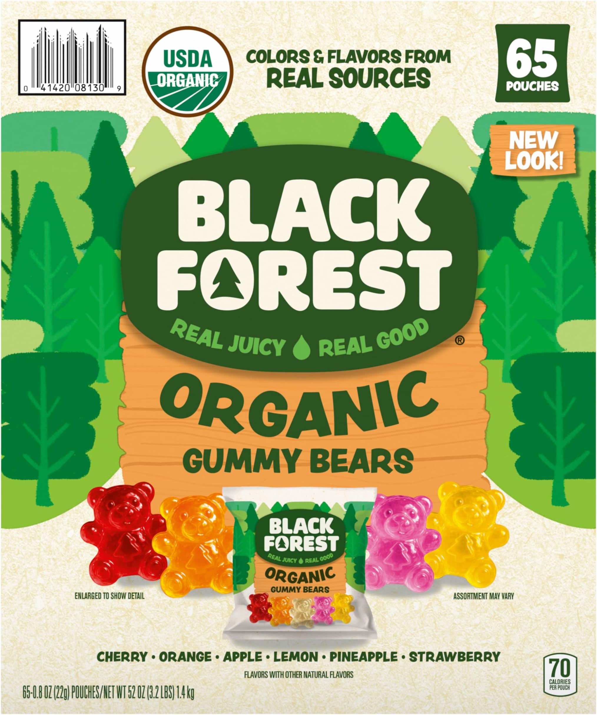 Black Forest Organic Candy, Gummy Bears, 65 Count