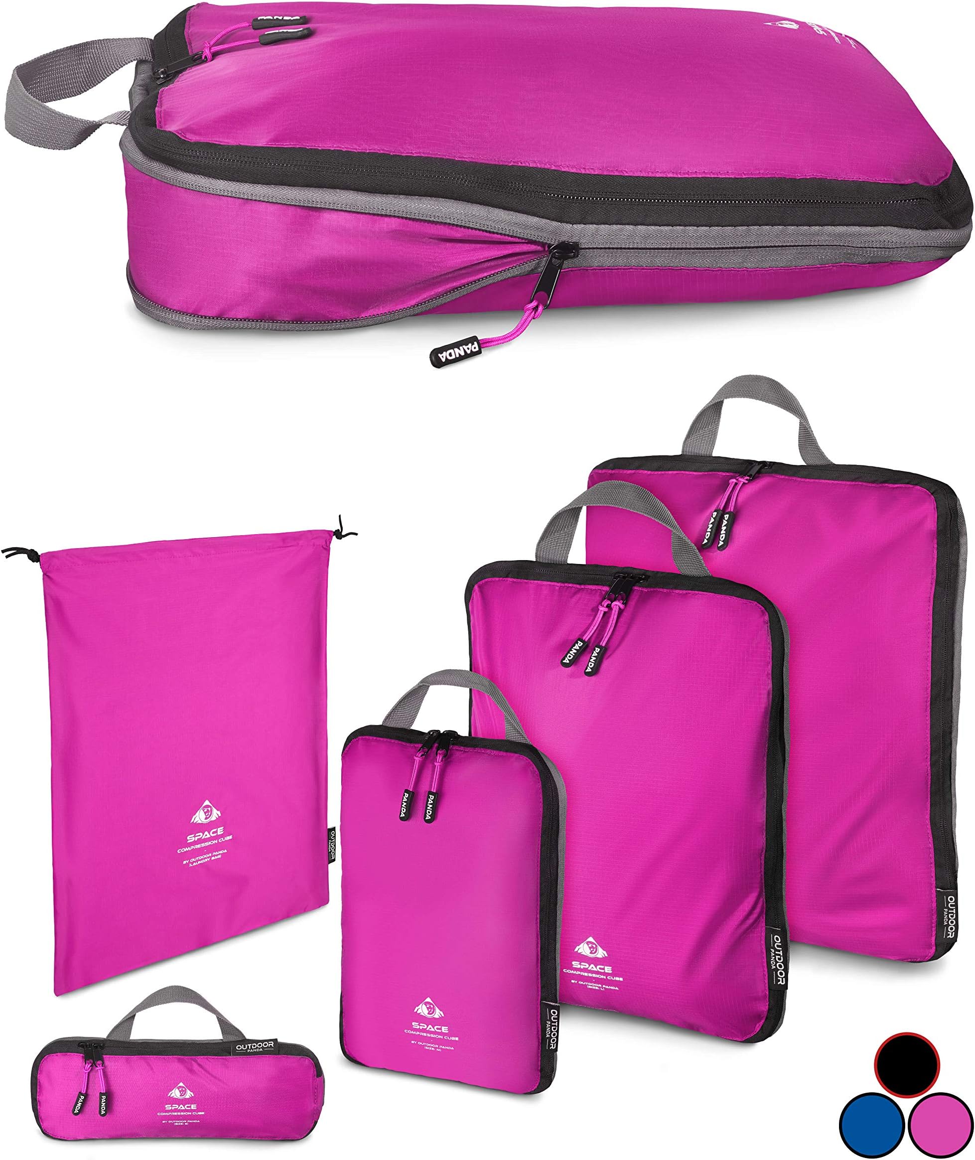 Outdoor Panda Pannier Set with Compression Ultra-Light Packing Cubes for Backpack and Suitcase Water-Repellent Compression Packing Cubes as Luggage Organizer and Clothes Bag