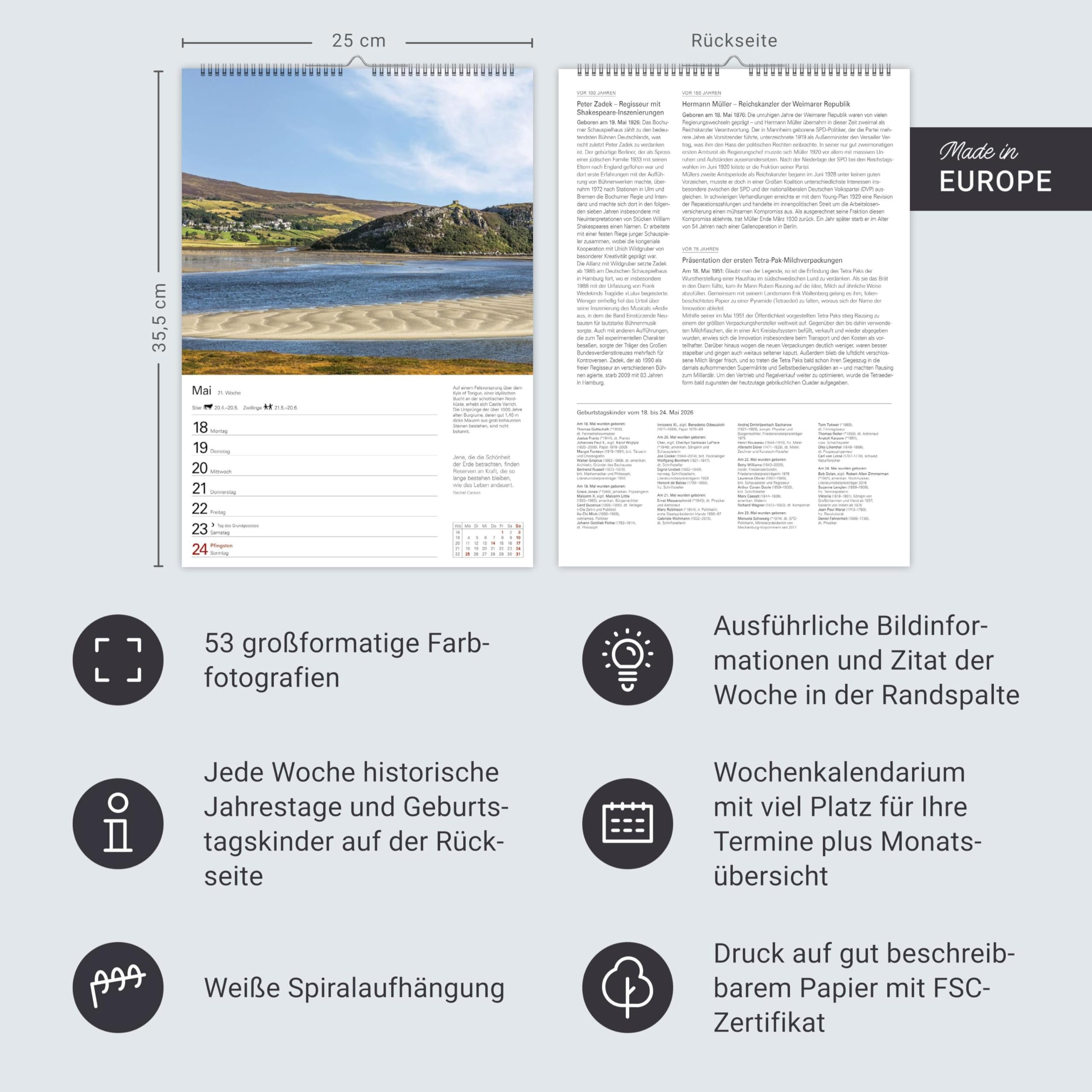 Schottland Wochenplaner 2026 - Eine Reise in 53 Bildern: Schön und praktisch: Terminkalender mit tollen Fotos von Schottland, Wochenkalendarium und Zitaten. Dekorativer Kalender für Organisatorisches