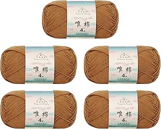4 ply 60% Cotton 40% Acrylic Yarn - Soft & Durable - 5 x 50g (1.76oz) - 655 Yards for Knitting & Crocheting - Baby Blankets, Amigurumi, Sweaters & More