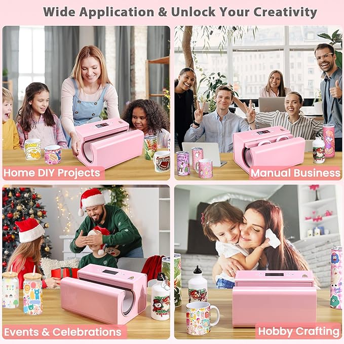 Prensa Térmica Automática para Tazas Whubefy, Color Rosa miniatura 7