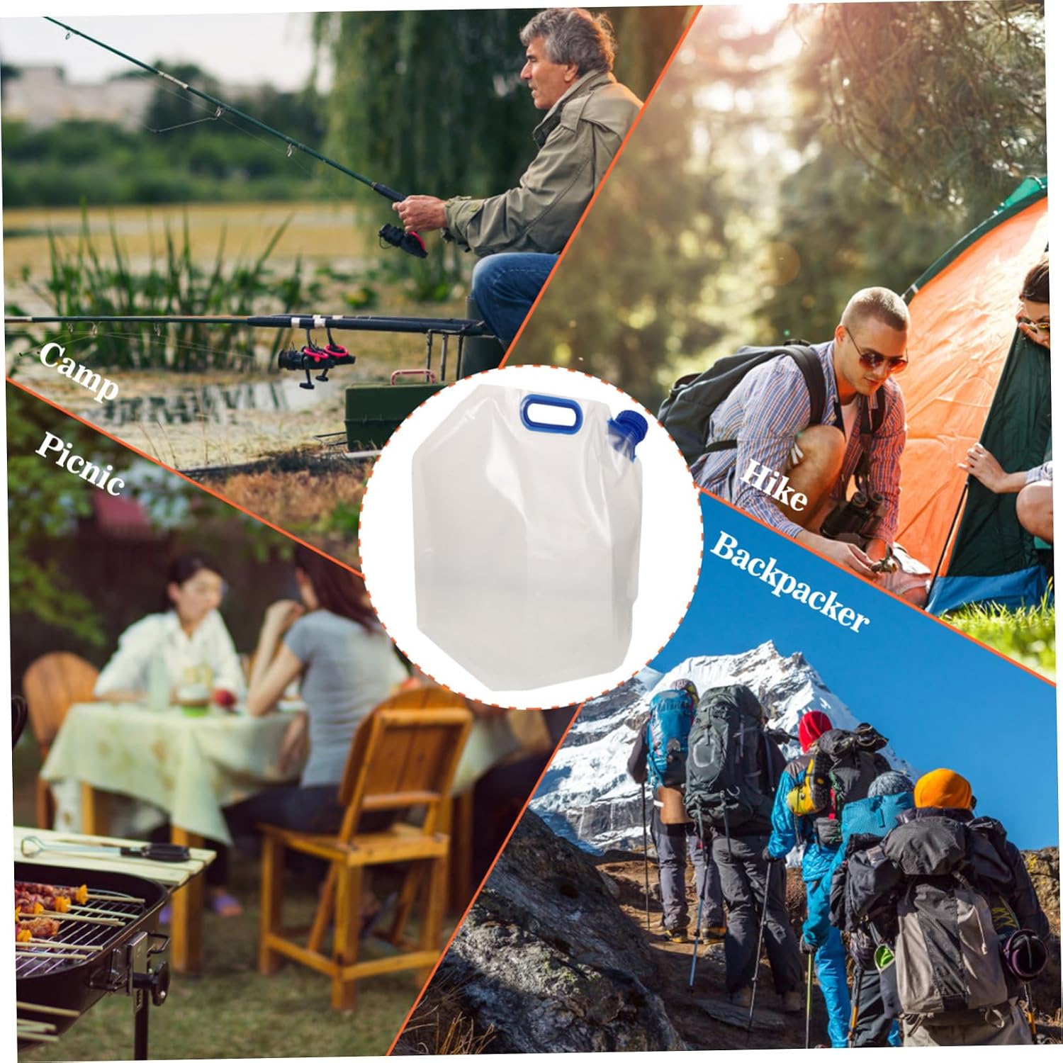 GANAZONO 2pcs Folding Water Storage Tank Collapsible Water Container for Camping Hiking Portable Bag for Outdoor Activities Lightweight Space-saving Design