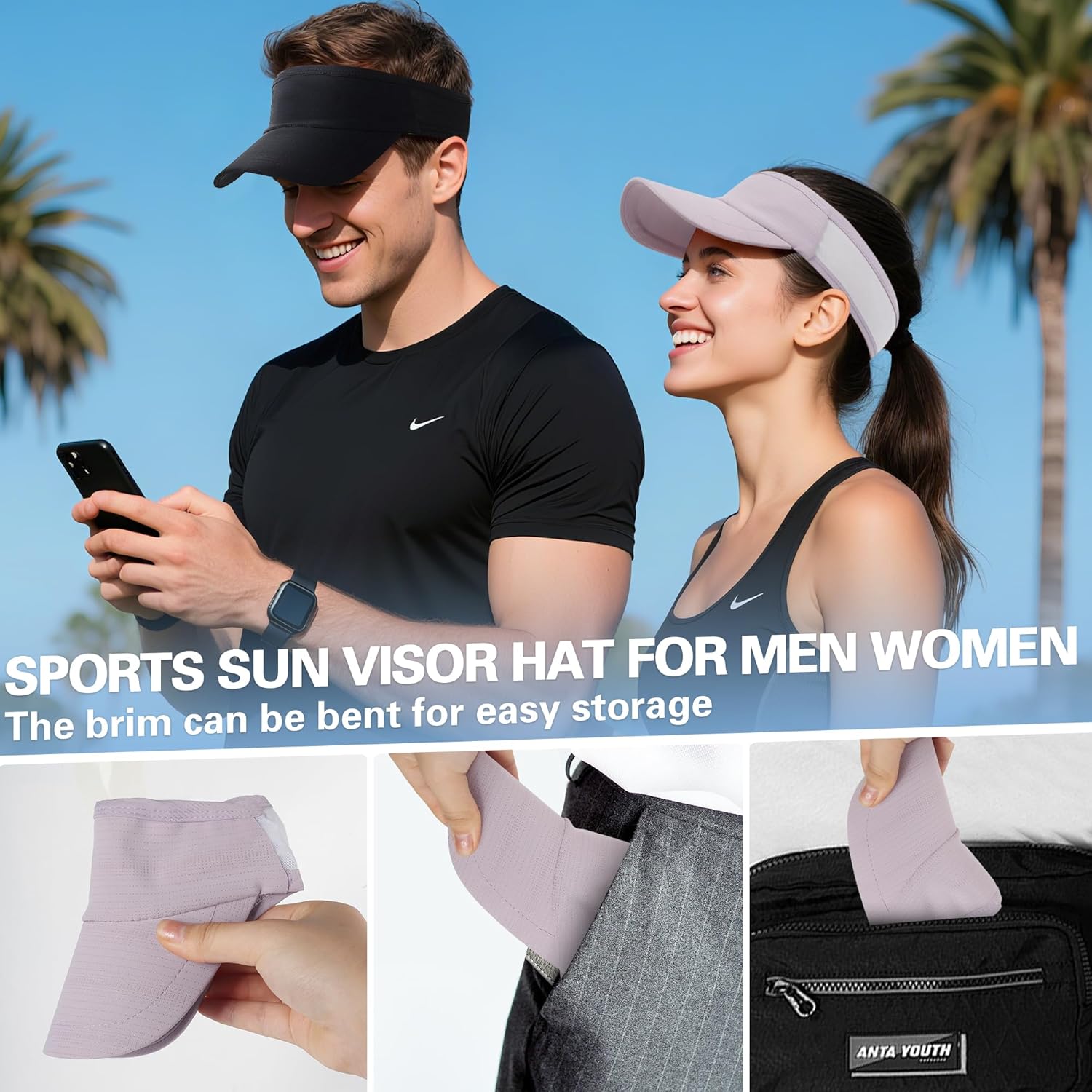 HH HOFNEN Sports Sun Visor Cooling Lightweight Stretchy Packable Running Golf Visor Hat for Men Women - Image 5